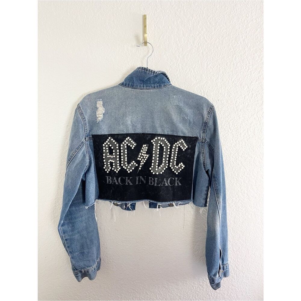 AC/DC trucker jacket  Up-Cycled Band T jean jacket ONE OF A KIND